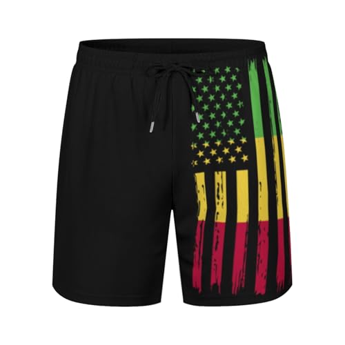 Short de plage drapeau américain et malien pour homme