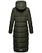 MARIKOO Damen Wintermantel warmer Steppmantel lang mit abnehmbarer Kapuze Nadeshikoo XVI Dark Olive Gr. M
