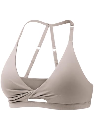 Image of YEOREO Sports Bras for Women Open Back Workout Gym Bra Padded Medium Impact Yoga Tops with Ajustable Back Straps