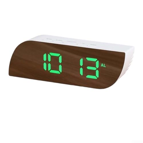 Réveil numérique LED avec luminosité réglable, plusieurs alarmes et USB pour chambre à coucher, salon, blanc (blanc + vert)