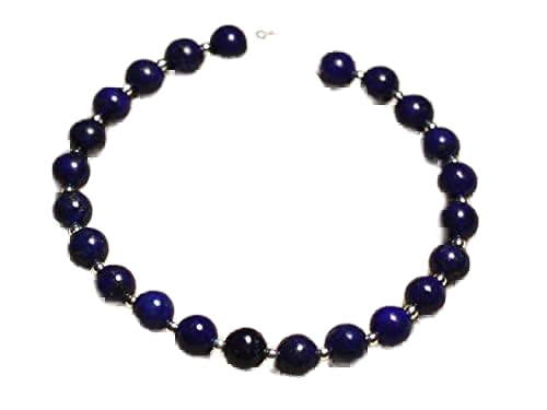 Bracelet lapis lazuli 8mm ajustable et fermoir argenté LCBR-4177
