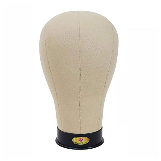 Cork Canvas Block Head Mannequin Head for Making Wig Display Styling Head With Mount Hole(Canvas Head+Clamp Stand+Wig Cap+Lace Wig Cap+T-pins+C-pins+Line+Hair Clips),24'