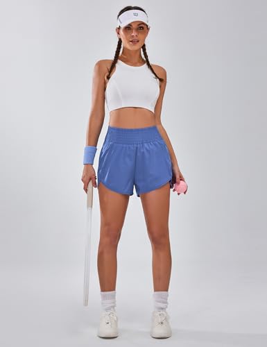 Image of BMJL Women's Athletic Shorts High Waisted Running Shorts Pocket Sporty Shorts Gym Elastic Workout Shorts