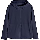 [Ｋａｙｉｙａｓｕ] 子ども 日焼け止め 薄手フード付きパーカー 男の子 女の子 水遊び 冷え防止 虫よけ UVカット 紫外線カット 長袖 速乾 キッズ 110-180 親子服(165 ネイビー)