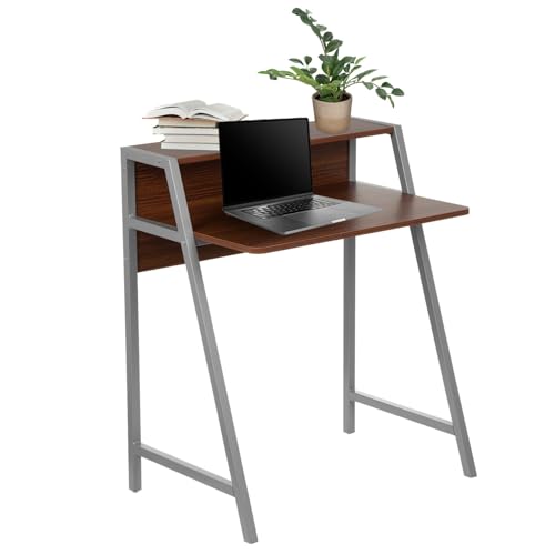 hjh OFFICE 634721 Escritorio/Mesa de Ordenador Dumont 78 x 50,5 cm Nogal/Plateado