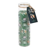Pond Print Oriental Jasmine Tube Candle, 55 Hour Burn Time, Floral Fragrance, Nature-Inspired Design with Lily Pads, Koi Fish, and Dragonflies – Repurpose as a Vase After Use