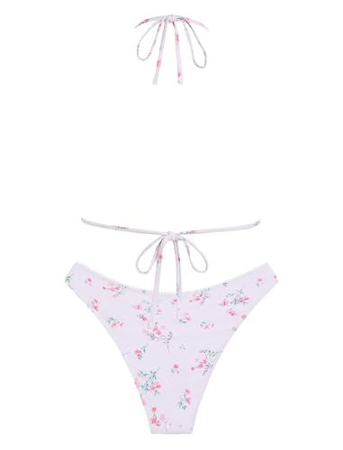 Image of ZAFUL Womens Halter Bikini Sets Triangle Bikinis High Cut Swimsuits 2 Piece Bathing Suits Sexy Swimwear
