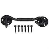 Entgoinggo Gancio per porta e cancello in acciaio inox, per capannone da giardino, garage, per porte francesi, serra, con finitura nera resistente alla ruggine, design classico in ghisa