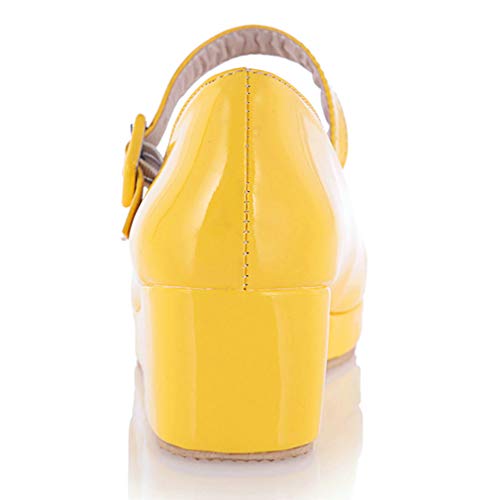 Parisuit Womens Mary Jane Wedge Platform Shoes Patent Leather Ankle Strap Pumps Sweet Shoes4