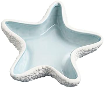 INIFLM Ceramic Conch/Starfish/Shell Tray, Blue Creative Storage Bowl Trinket Holder Rings Jewelry Organizer Dish Bracelet Earrings Necklace Storage Plate for Holiday Summer Nautical Home Decor
