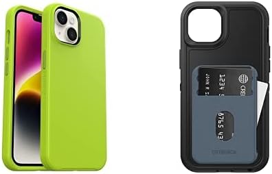 Miniatura 1 de Paquete de OtterBox Symmetry Series + funda antimicrobiana con MagSafe para iPhone 14 y 13 - Lime All Yours (verde) + cartera desmontable OtterBox