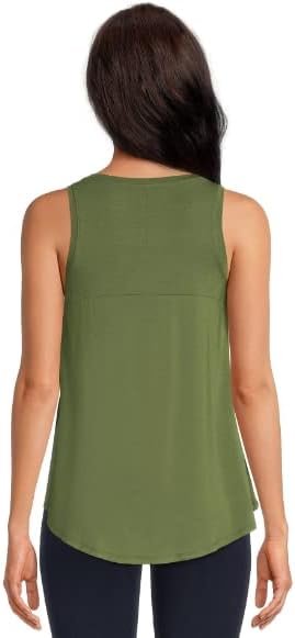 Time and Tru Women's High Low V-Neck Tank Top (as1, Alpha, m, Regular, Regular, Green Chili) - Image 2
