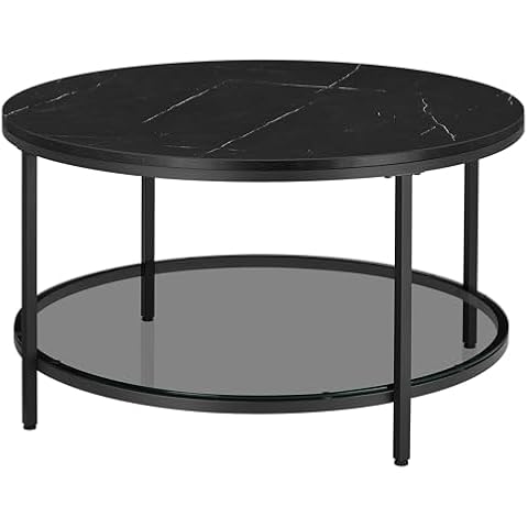 VASAGLE Round Faux Marble Coffee Table Cover