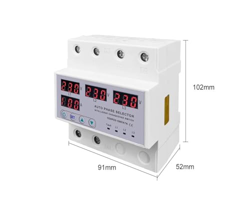 Selector de fase 63A con relé protector ajustable de corriente y voltaje para cuadro eléctrico 2