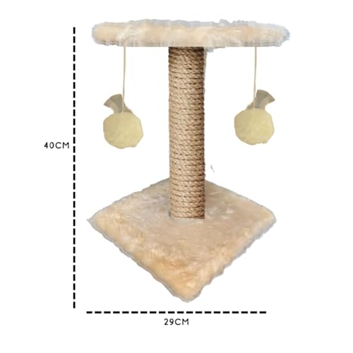 Arranhador Para Gatos Poste Com Sisal Brinquedo Duplo Bege