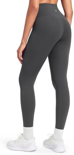 HeyNuts Pure&Plain Workout Pro 7/8 Leggings for Women, High Waisted Athletic Compression Tummy Control Yoga Pants 25'' Graphite Grey M(8/10)