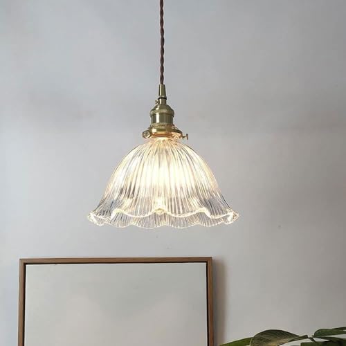 Lampe suspendue réglable en verre de style ferme pour chambre