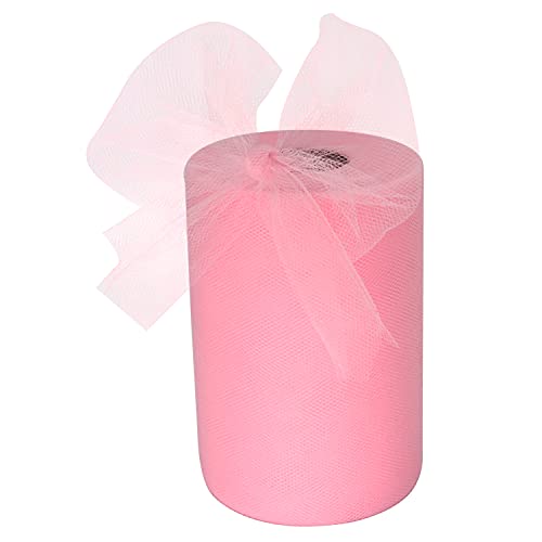 Tulle Fabric Rolls 6 Inch by 100 Yards (300 feet) Tulle Spool for Wedding Party Decorations Gift Bow Craft Tutu Skirt,Pink