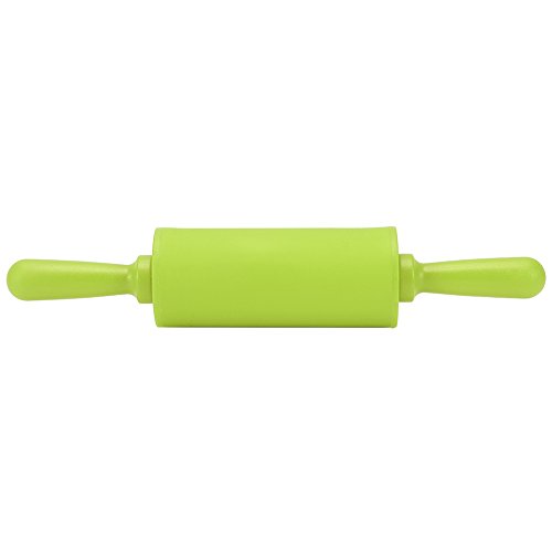 Fdit Non-Stick Silicone Rolling Pin Dough Rollers for Baking and Rolling Dough with Wooden Handle for Home Kitchen Children Cake 9 Inch(Green)