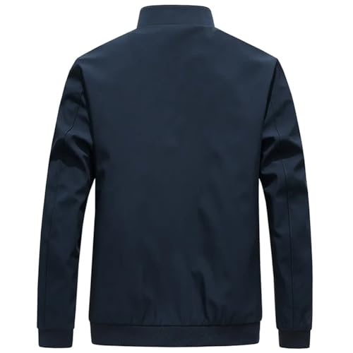 Men's Stand-Up Collar Business Blazer Casual Thin Zipper Coat Middle-Aged Dad Outwear3