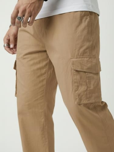 Image of Leriya Fashion Men Cargo Pants | 6 Pocket Cotton Cargo Joggers for Men | Loose Fit Stylish Pant with Pockets | Casual Baggy Trousers & Streetwear Lower (Available in Plus Size)
