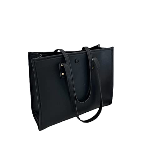 Bolso Femenino Sencillo Bolso Tote De Cuero PU De Gran Capacidad Bolsa De Hombro Retro (Color : Black, Size : 34x27.5x12.5cm) Cover