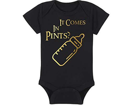 Image of LOTR Baby Onesie - It Comes In Pints? (3-6 Month - Black Fabric - Gold Design)