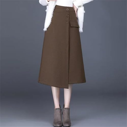 Women's Spring Solid Color Button-Decorated Irregular Midi Slim-Fit High-Waisted A-Line Mini Skirt2