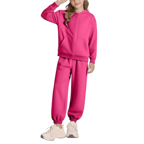 Boys Girls Sweat Suit Set 2 Piece Soft Fleece Zip Up Hoodie Tracksuit Jacket+ Athletic Jogger Sweatpants Set Kids Sweatsuits3