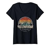 retro yellowstone national park usa vintage yellowstone maglietta con collo a v
