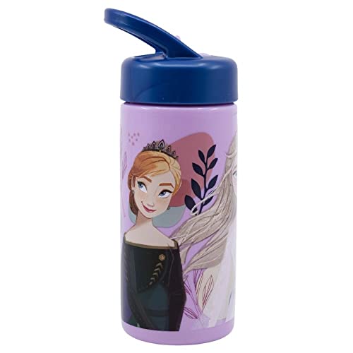 OM SUPPLIES Frozen Reusable Sipper Water Bottle Drink Bottle with built-in handle for Easy Carry School Lunch Kids Childrens 410ml (Frozen) - Image 4