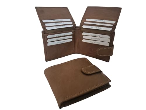 Portefeuille sécurisé RFID cuir véritable pleine fleur 18 emplacements