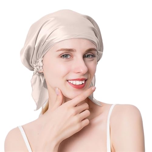 Bonnet de soie pour dormir en soie de mûrier naturelle pour soin des cheveux