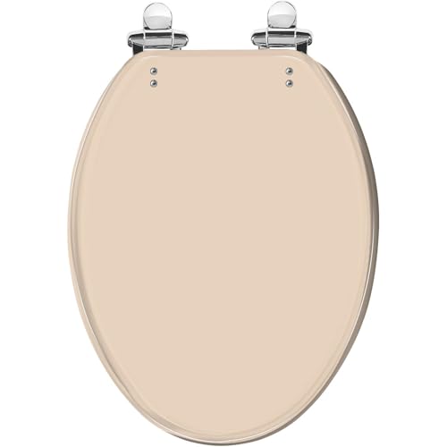Elongated Toilet Seat Solid Beige Minimal Warm Neutral Tone Resin
