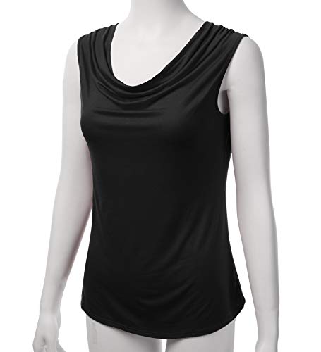 Women's Cowl Neck Ruched Draped Sleeveless Stretchy Blouse Casual Tank Top (Made in USA)2