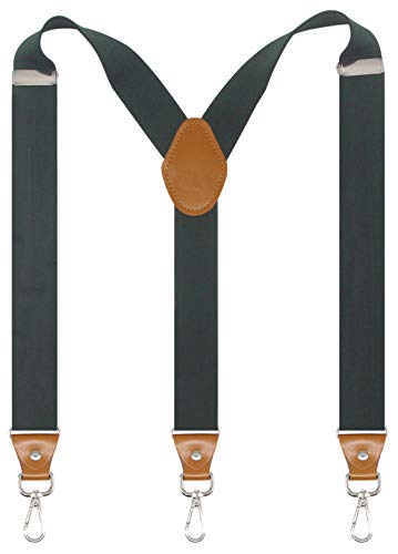 Image of Mens Suspenders with 3 Swivel Hooks Belt Loops 1.4 Inch Wide Heavy Duty Adjustable Braces