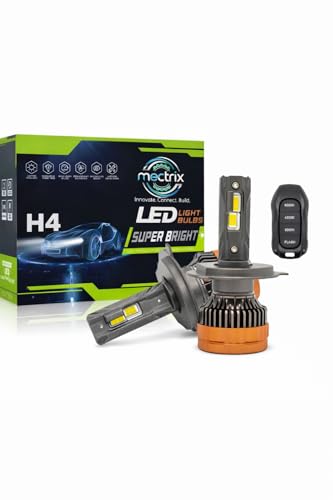 Image of 3 in 1 200W H4 LED Car Headlight Bulb - 3 colour modes (white, warm white, yellow) + flasher | 30000 LM | Plug & Play | 1 Year Replacement | Pack of 2 (H4 Socket type) with remote