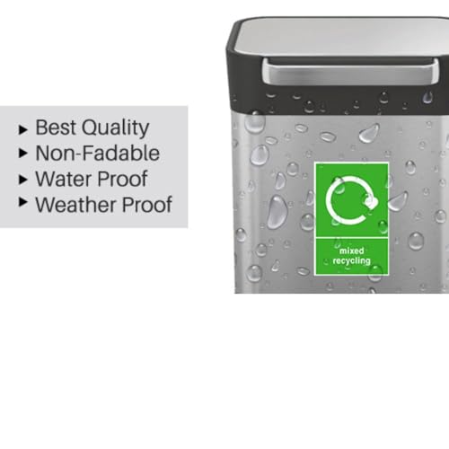 Mixed Pack of 6 Multi Recycling Stickers for Bin (A6-100 x 150mm) Waterproof Recycling Bin Stickers Waste Bins, Food, Plastics, Mixed Paper and Card, Glass and General Waste Sara Prints®