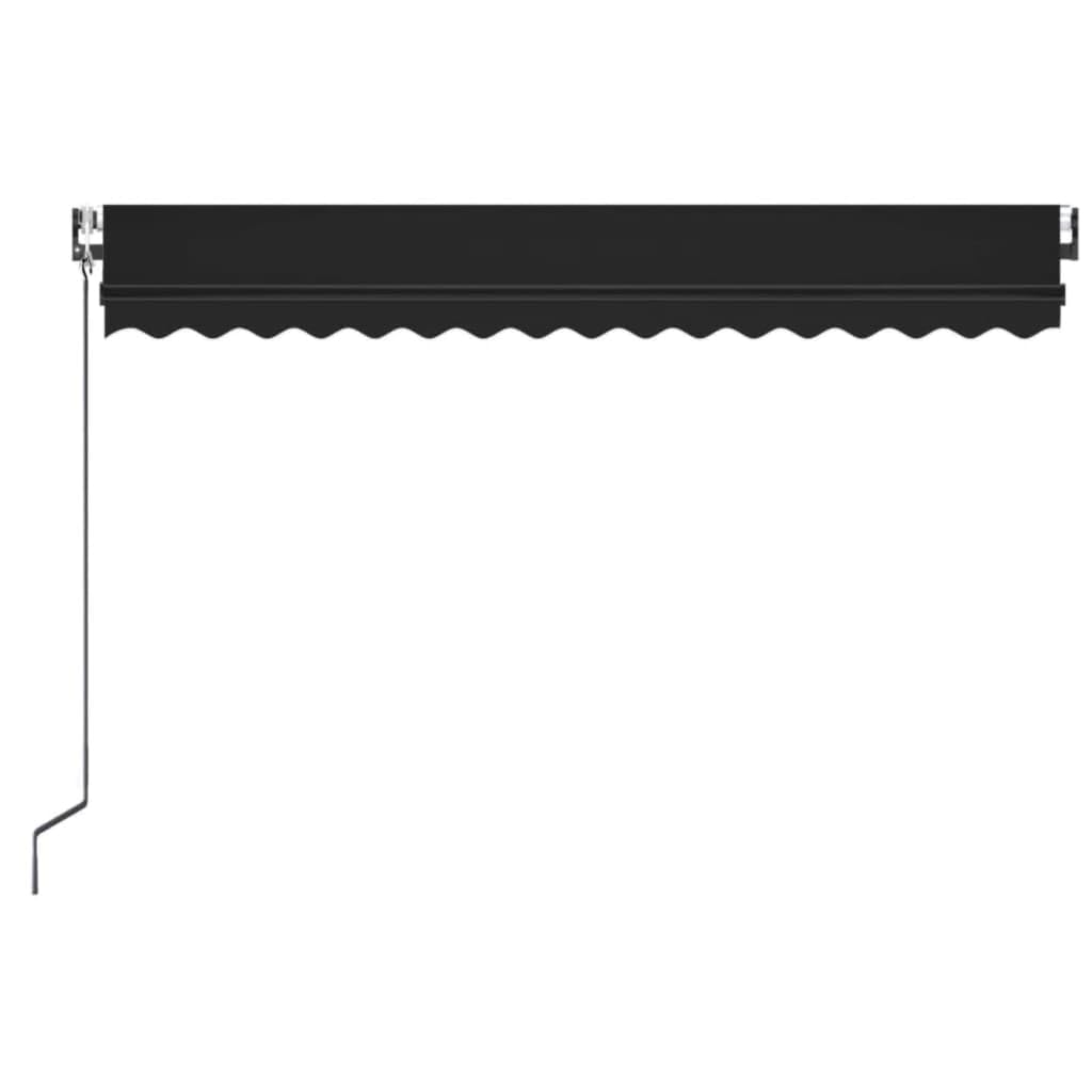 ACAGALA Tenda da sole elettrica, 450 x 350 cm, con braccio articolato con manovella e telecomando, LED e sensore di vento, tenda da sole automatica, per balcone, terrazza, giardino, antracite