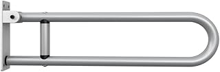 Toilet Grab Bar Flip Up Aluminum 24 Inch Handicap Rails Grab Bars Toilet Rail Bathroom U Shaped and Wall Mount Safety for Seniors Elderly Disabled Pregnant Injured Patients-Metallic
