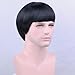 RightOn Short Black Bowl Cut Wig 80s Outfit For Men Synthetic Wigs Mushroom Hair for Party Halloween Hairnet Include