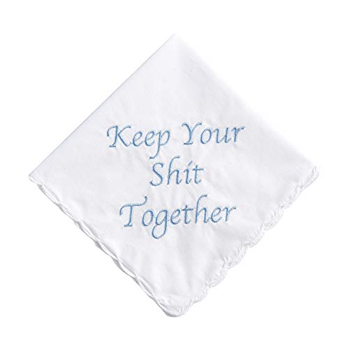 Keep Your Shit Together Wedding Handkerchief in Blue- Something Blue Bridal Keepsake Bride Mother