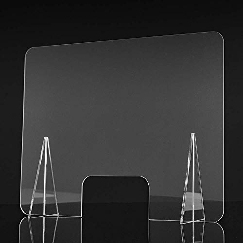 Mampara de metacrilato para mostrador. Mampara para protección del contagio. 65 x 50 cm.