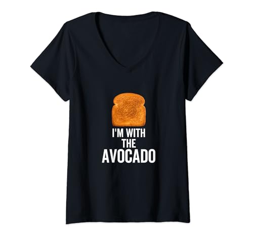 Femme Soirée costumée d'Halloween Fun I'm with the Avocado Toast T-Shirt avec Col en V