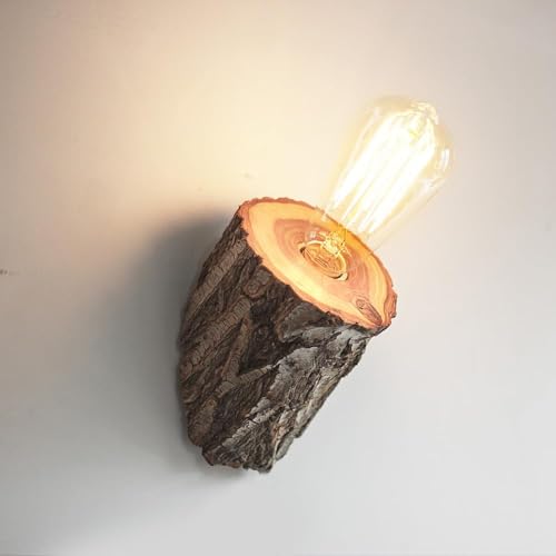Aplique de pared rústico con forma de tocón de árbol, accesorios de iluminación decorativos Compatible with el hogar estilo granja,Araña