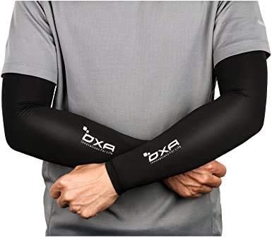 OXA Arm Sleeves UV Protection 2 Pairs, Golf Sun Protection Arm Cooling Sleeve, Sports Cooler Anti-Slip Skin Protection for Biking/Cycling/Tennis/Hiking and Outdoor Fitness Activities, Black, Medium