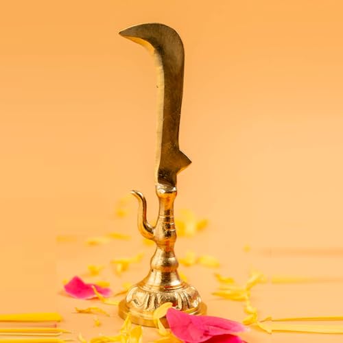 Image of anciently Karuppasamy Aruval Brass Idol for Pooja Room & Home Decor, Brass, Gold Colour, 1 No