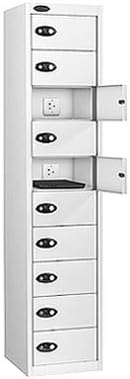 10 Compartment Charging Locker - White