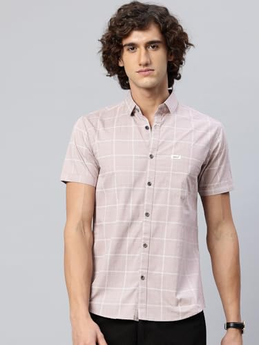 Image of Majestic Man Slim Fit Pure Cotton Half Sleeve Checked Casual Shirt