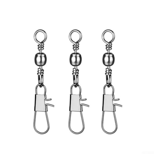 Yhenlovtt 200 girelle da pesca con connettori a scatto di sicurezza, in lega di rame 12-4, attrezzatura terminale per pesca d'acqua dolce e salata (12)